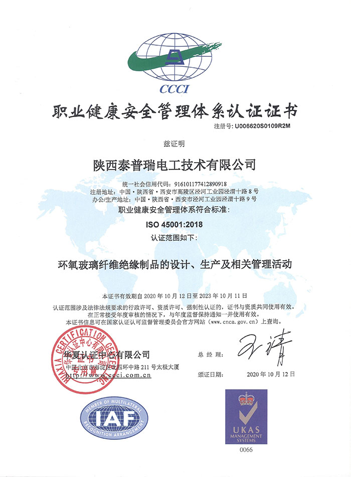 泰普瑞电工通过ISO 45001质量认证